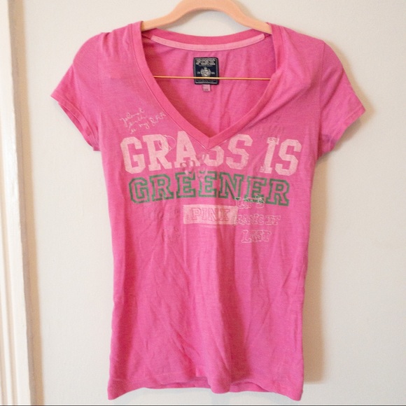 PINK Victoria's Secret Tops - Victoria Secret VS Pink Graphic Tee V-neck T-shirt